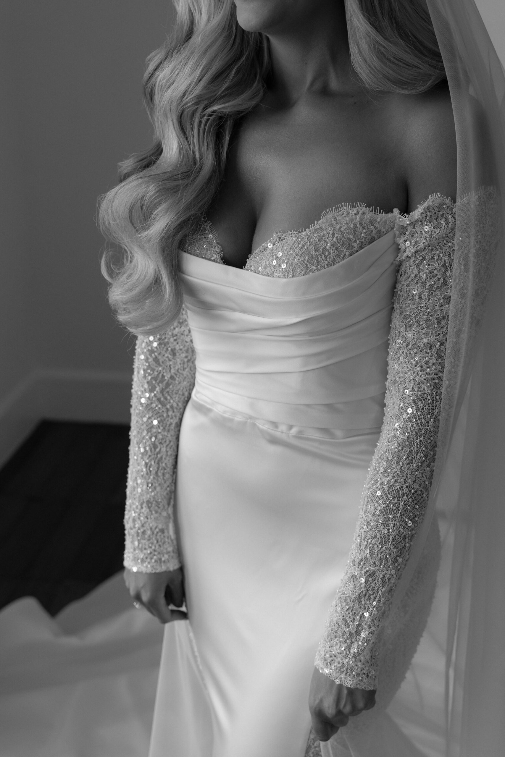 Close up of wedding dress
