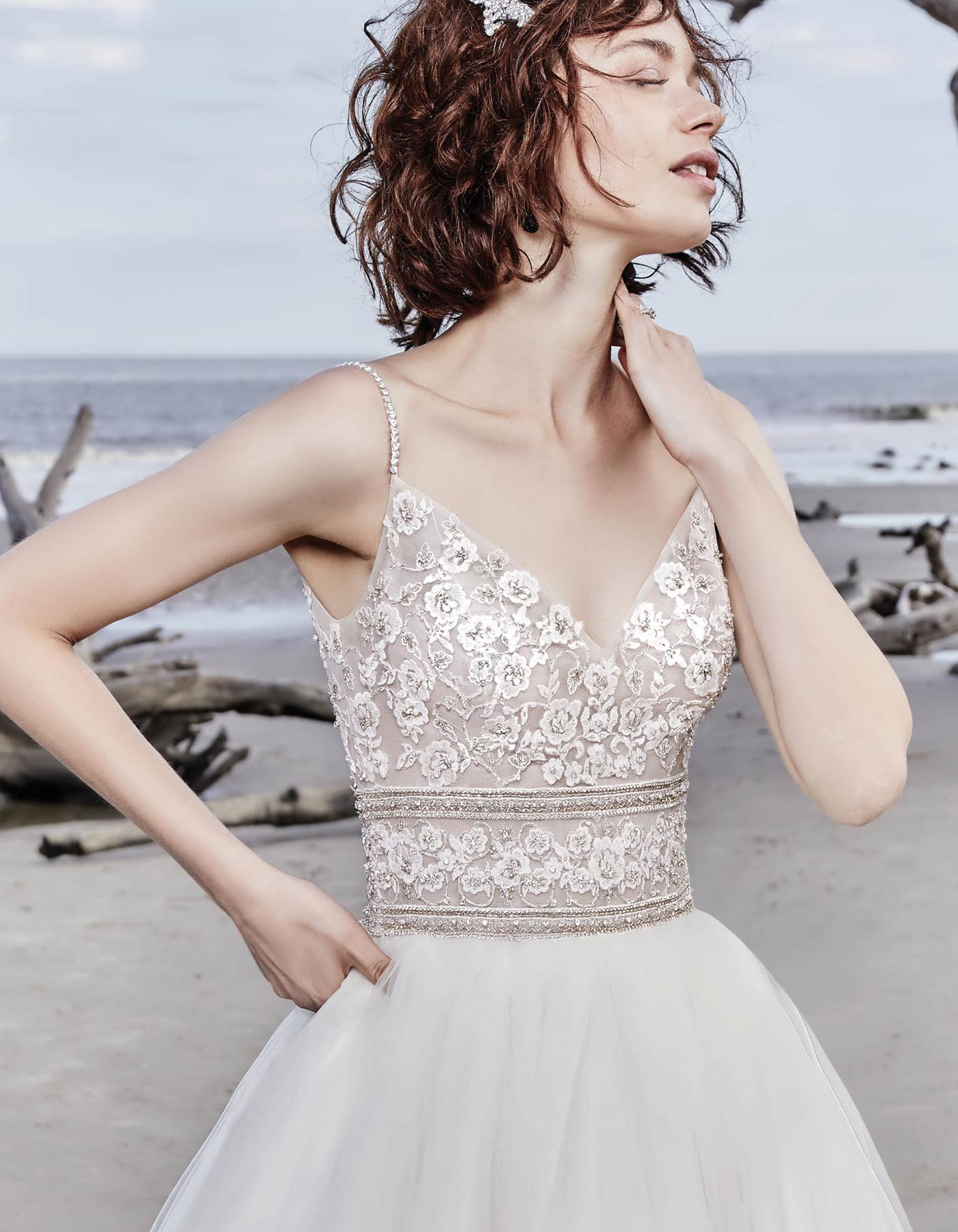 Lace, sweetheart wedding dress. Maggie Sottero, Afton