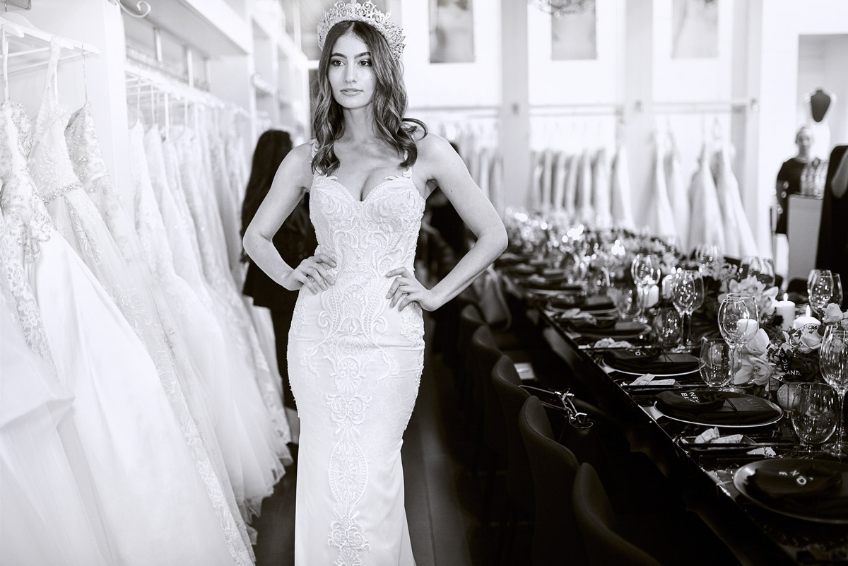 Muse by Berta launch model wear Viktroria Novak crown Raffaele Ciuca Bridal Melbourne