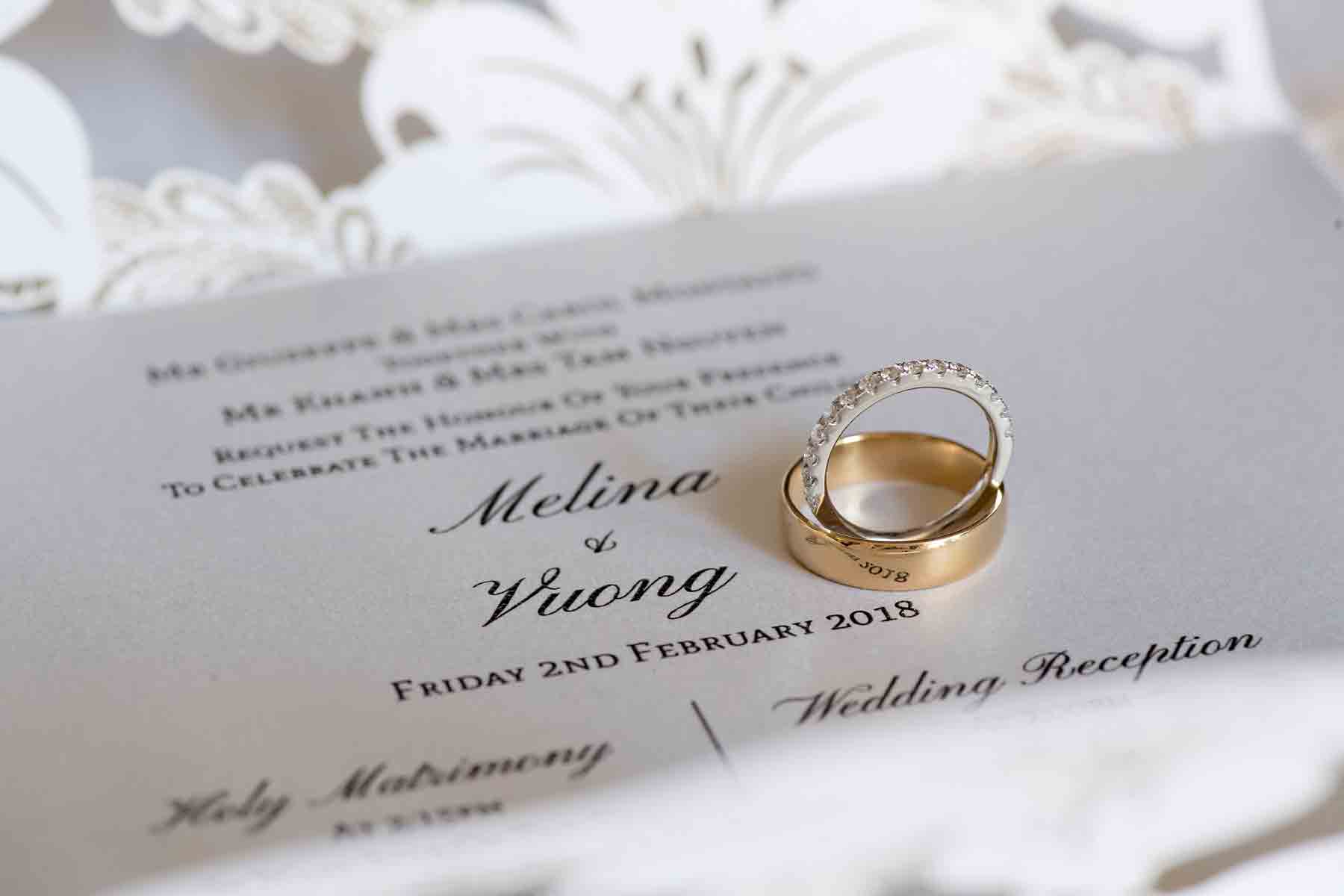 Melina + Vuong RC Real Bride Wearing Demetrios Platinum Wedding dress in 'Analisa' 