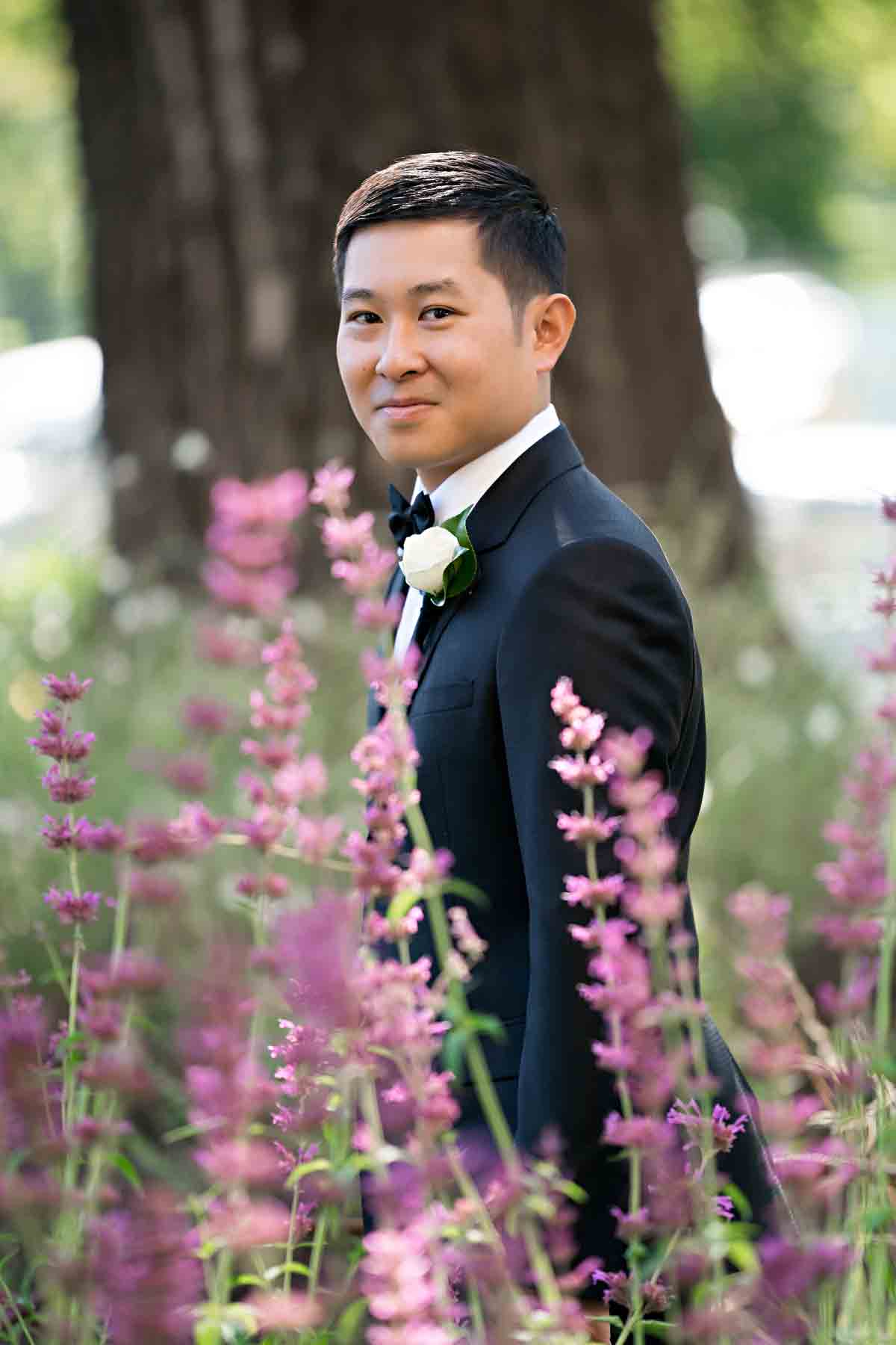 Melina + Vuong RC Real Bride Wearing Demetrios Platinum Wedding dress in 'Analisa' 