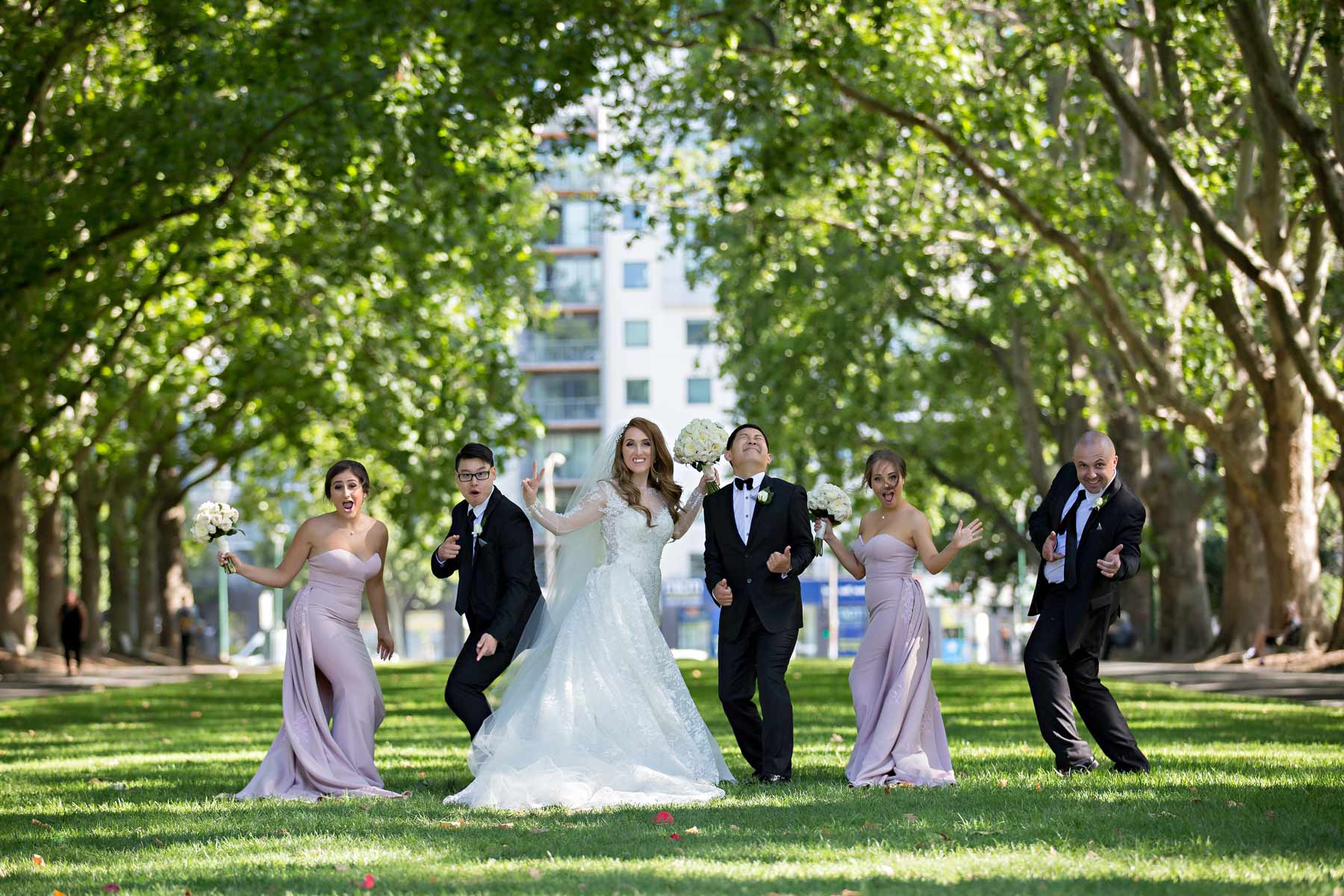 Melina + Vuong RC Real Bride Wearing Demetrios Platinum Wedding dress in 'Analisa'