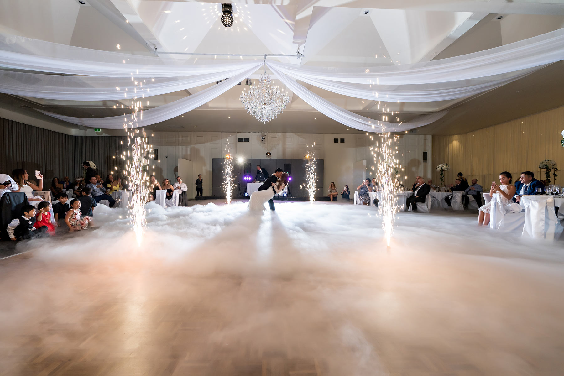 Melina + Vuong RC Real Bride Wearing Demetrios Platinum Wedding dress in 'Analisa'