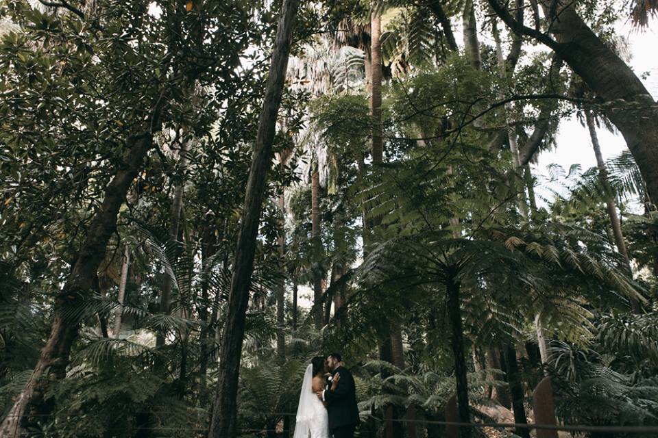 real bride wears mullet wedding dress by la sposa