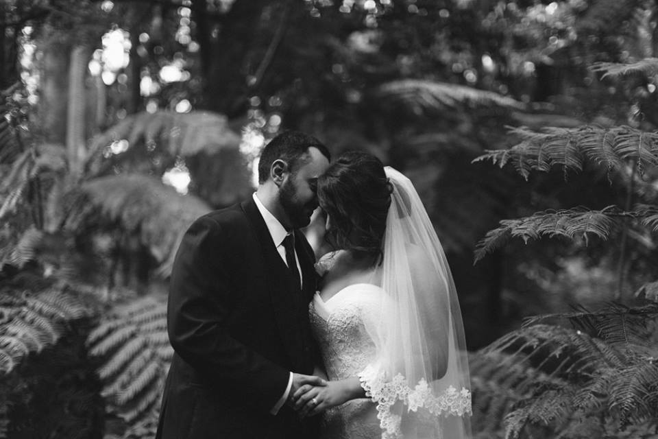 real bride wears mullet wedding dress by la sposa
