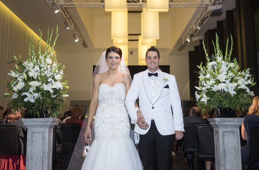 Raffaele Ciuca Real Bride Melissa married in a stunning Casablanca wedding dress.