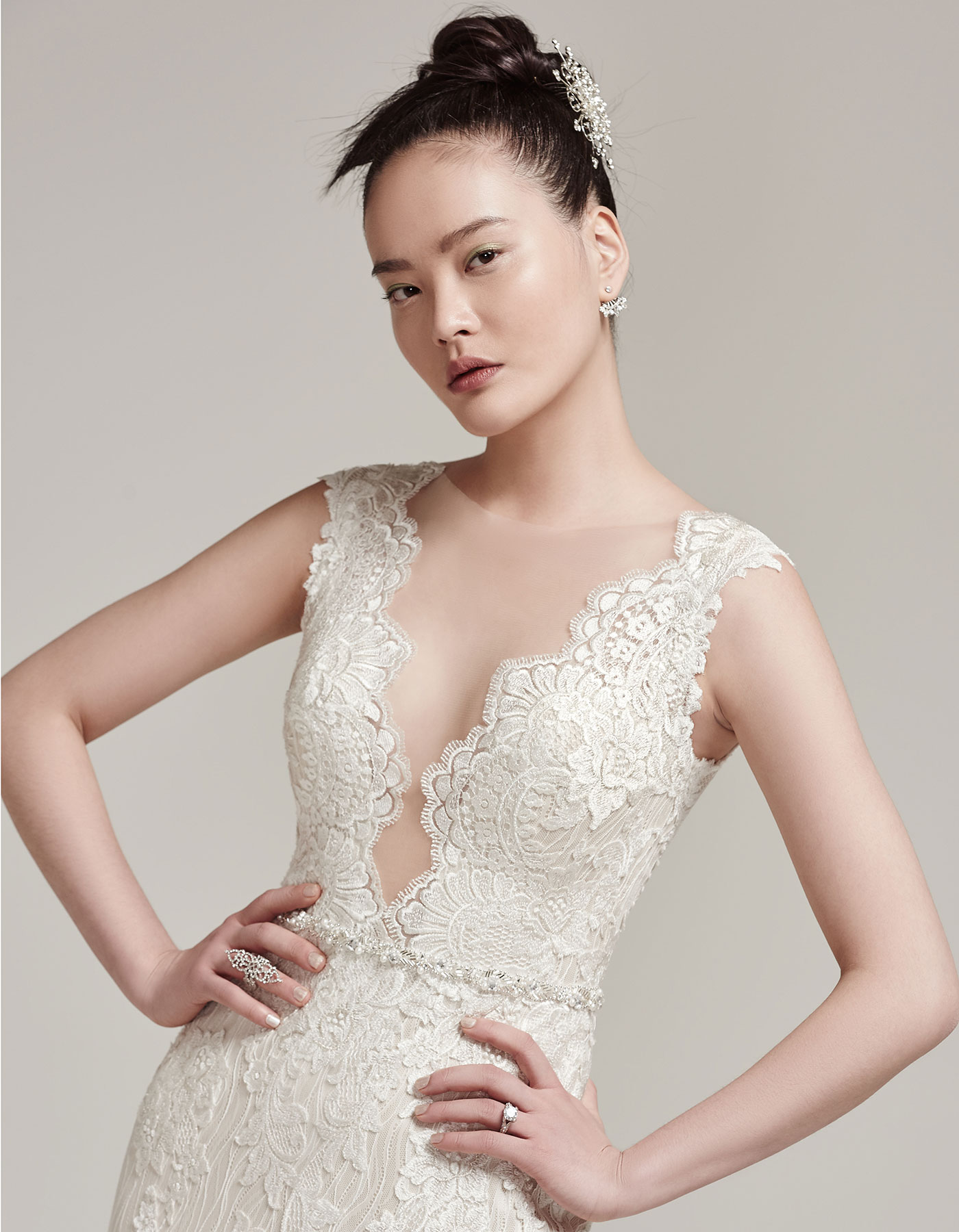 plunge neckline wedding dress