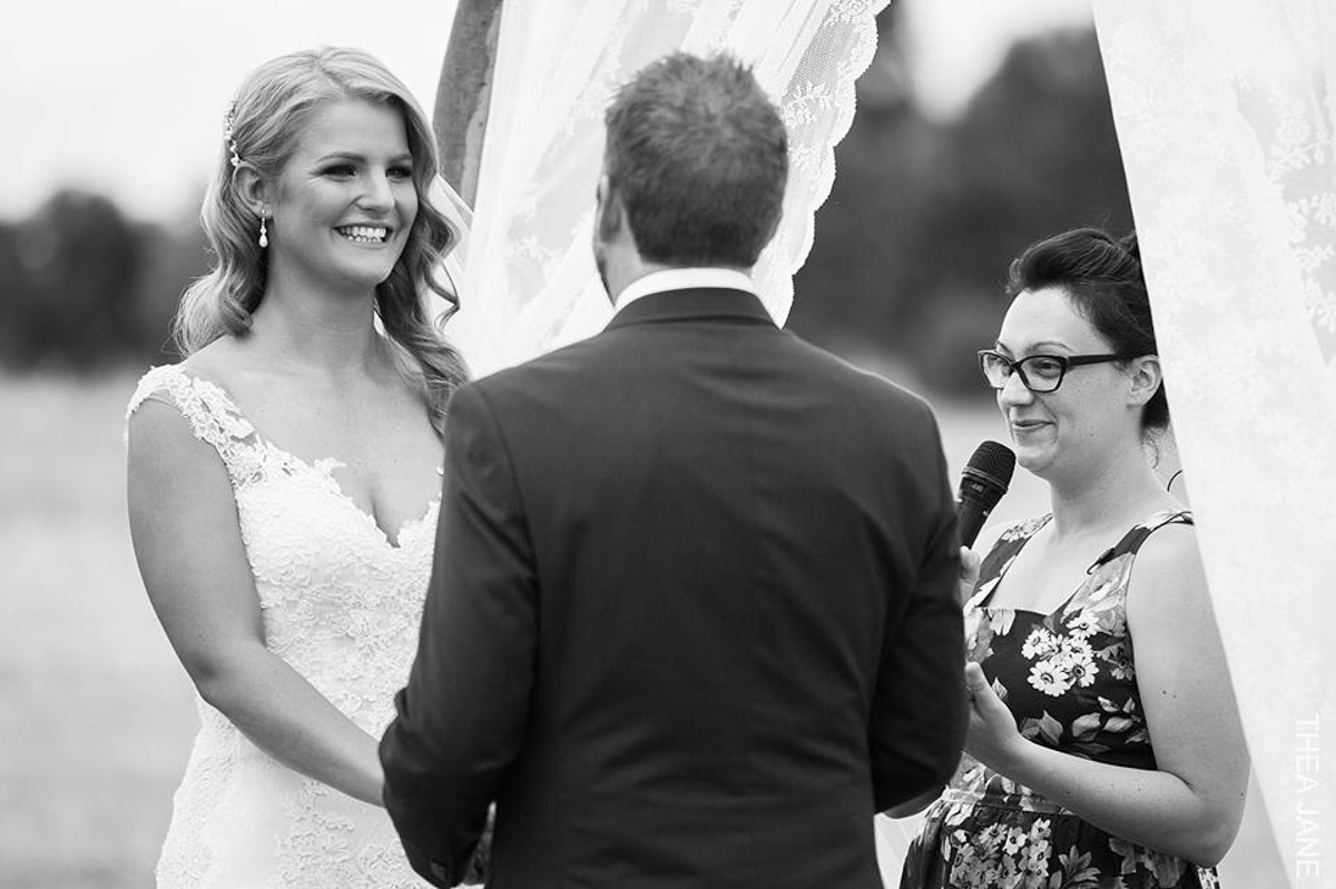 real bride wears tamar wedding dress by pronovias