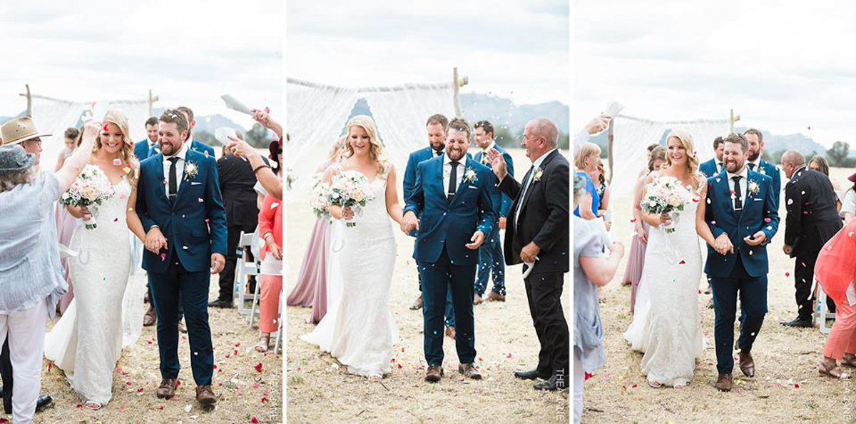 real bride wears tamar wedding dress by pronovias