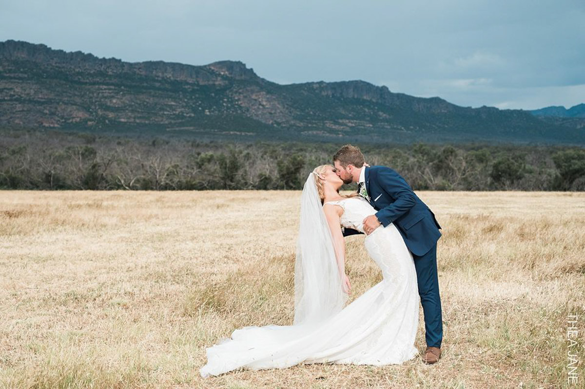 real bride wears Pronovias Tamar wedding dress