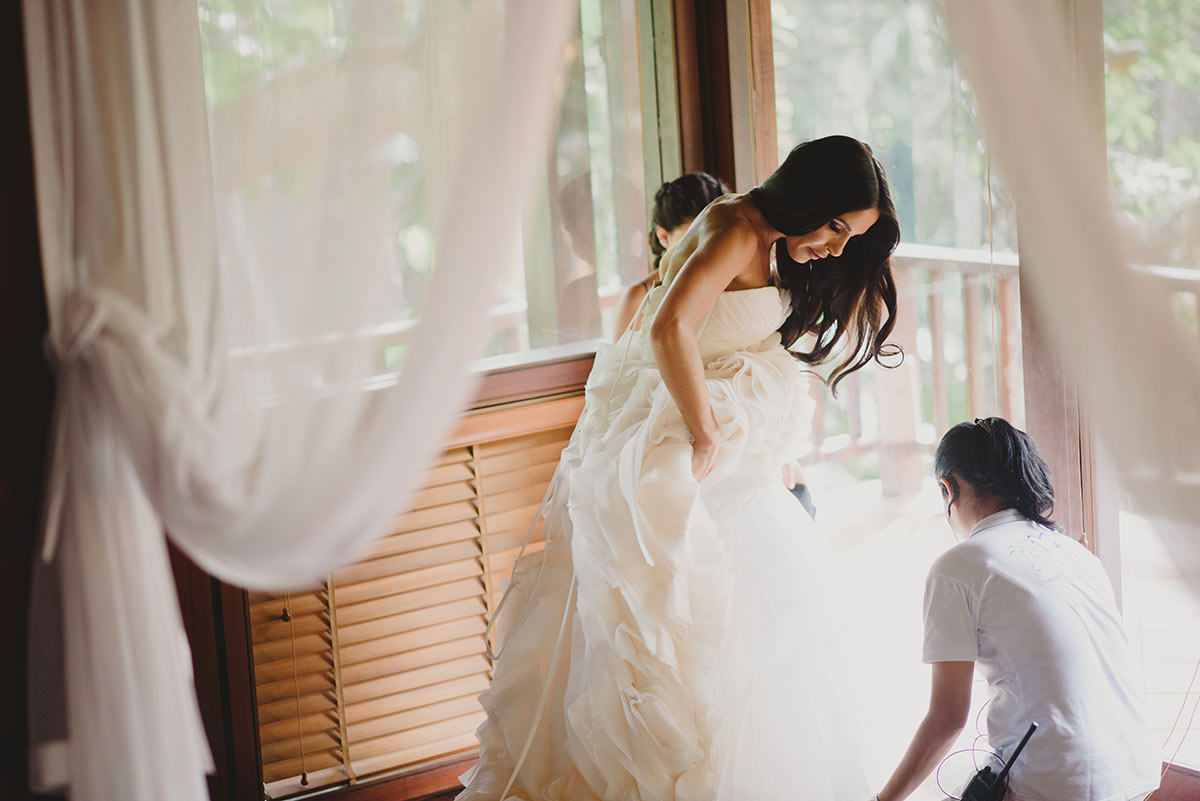 Real Bride Bec wears Sottero and Midgley gown in Bali wedding, gown from Raffaele Ciuca Bridal