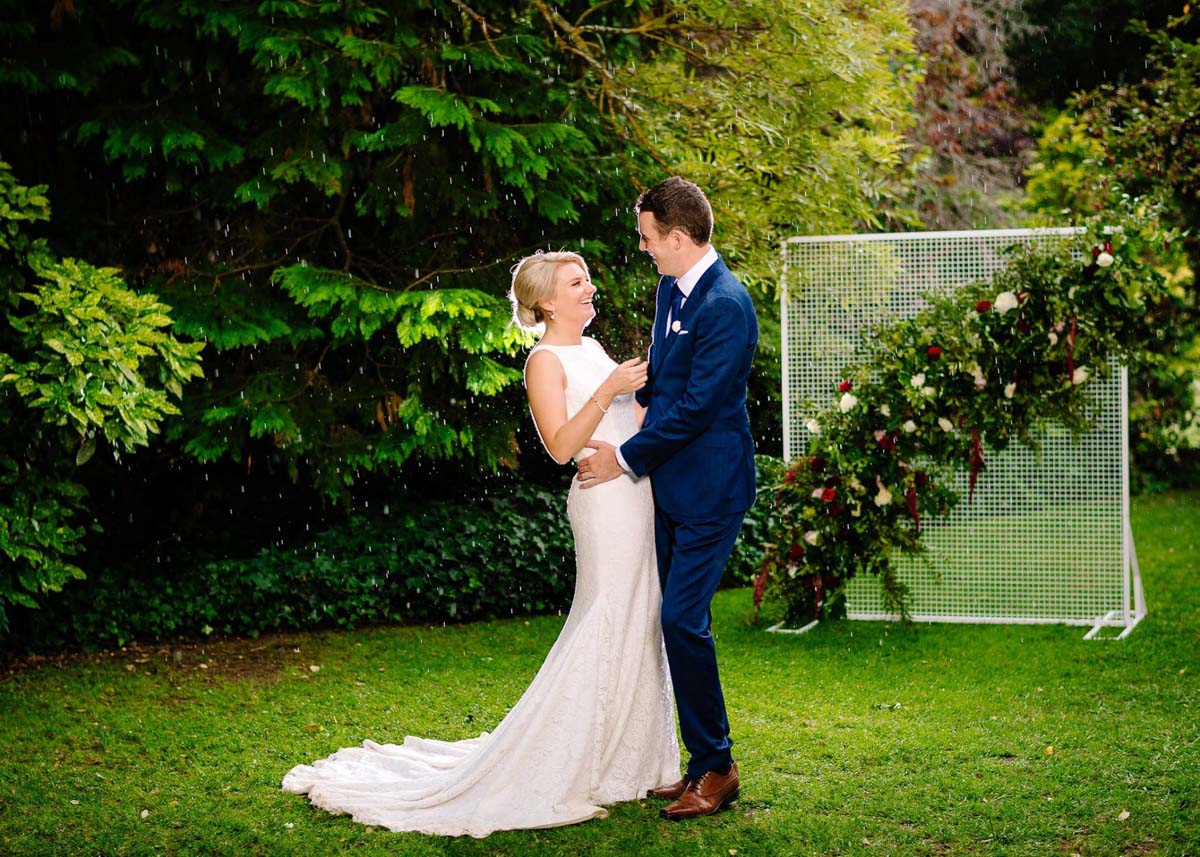 Raffaele Ciuca real bride wearing Ornani wedding dress by Pronovias for garden wedding in Melbourne