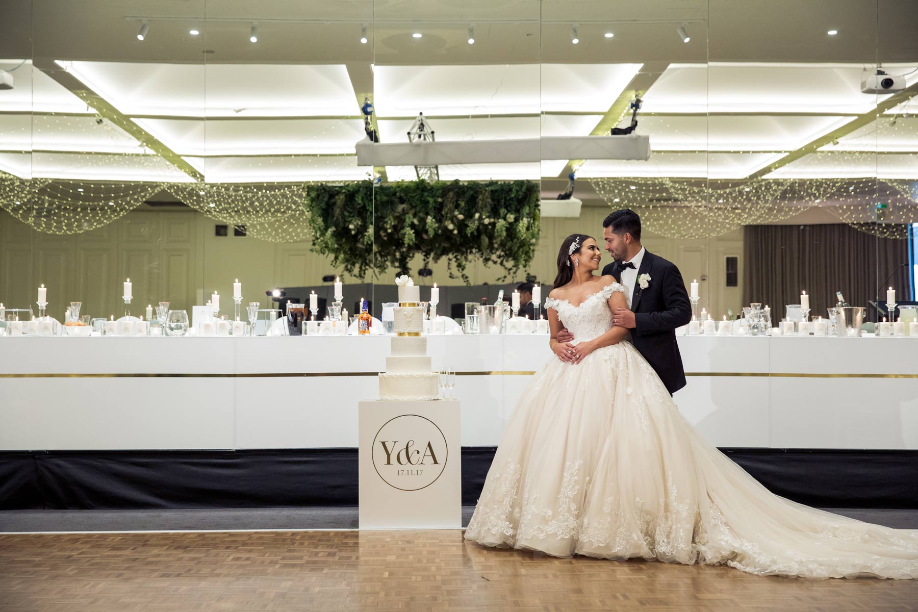 Yola + Alexander RC Real Bride Wearing Demetrios Platinum ballgown in 'ANASTASIA'