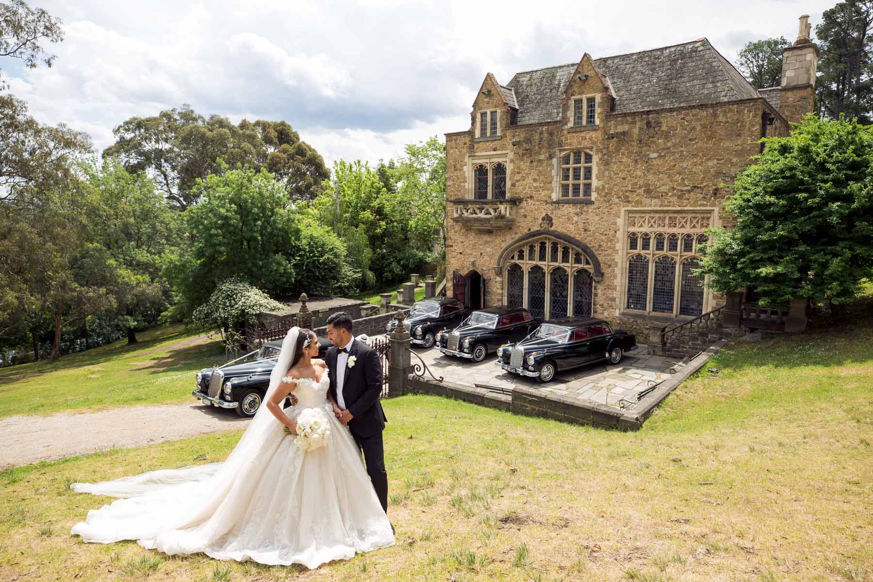 Yola + Alexander RC Real Bride Wearing Demetrios Platinum ballgown in 'ANASTASIA'