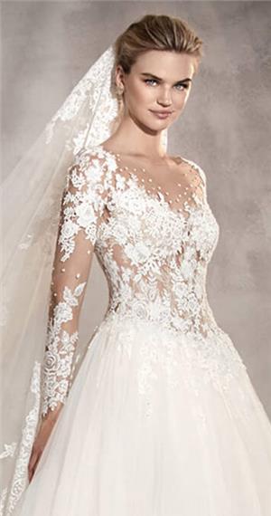 basque waist wedding dress