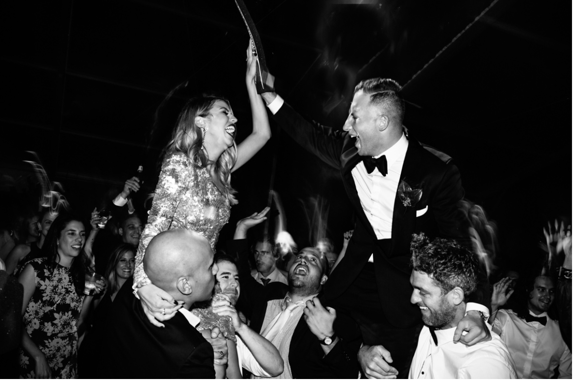 bride and groom dancing